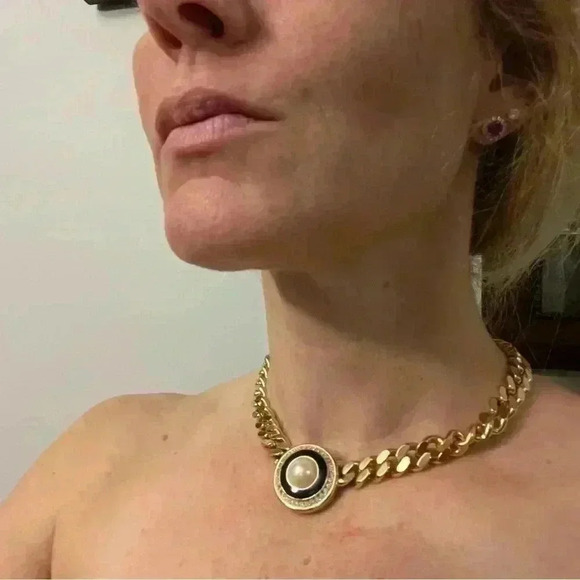 Rare Vintage Christian Dior Gold Plated Pearl and Crystal Collar Choker Necklace - Picture 13 of 14